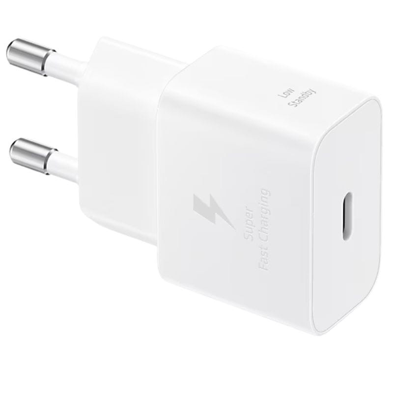 Cargador Samsung EP-T2510XWEGEU 25W - Blanco, imagen lateral del cargador sin el cable