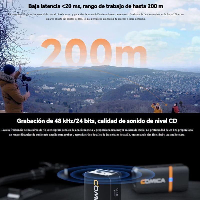 COMICA Vimo Q Micrófono Lavalier Inalámbrico de 4 Canales con Cancelación de Sonido - Negro, baja latencia y largo alcance