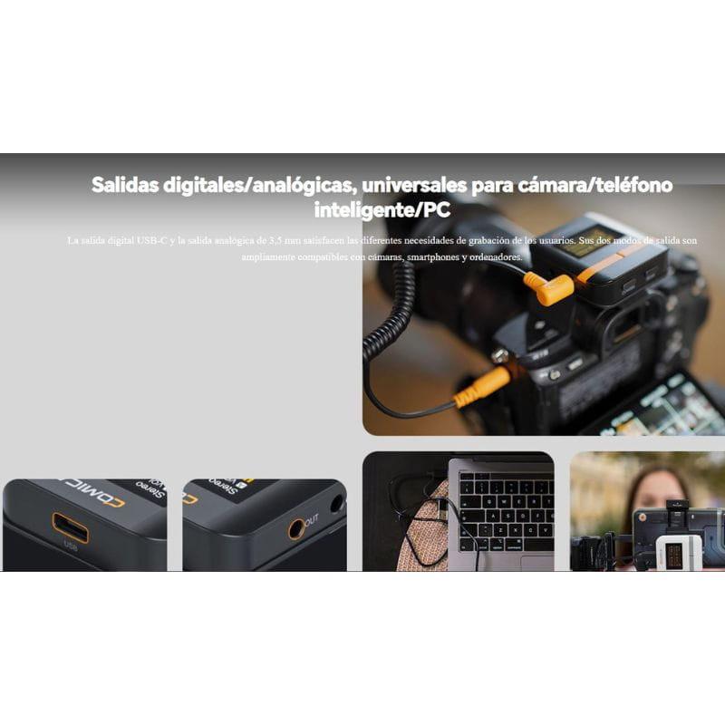 COMICA Vimo Q Micrófono Lavalier Inalámbrico de 4 Canales con Cancelación de Sonido - Negro, compatibilidad