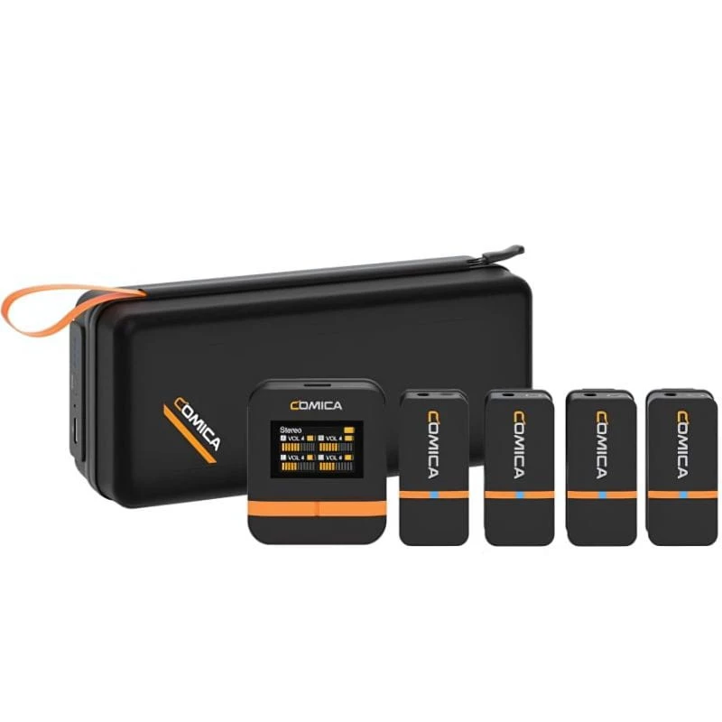 COMICA Vimo Q Micrófono Lavalier Inalámbrico de 4 Canales con Cancelación de Sonido - Negro