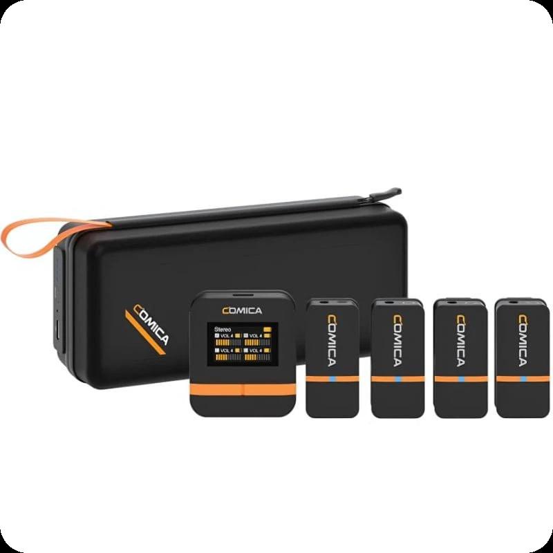 COMICA Vimo Q Micrófono Lavalier Inalámbrico de 4 Canales con Cancelación de Sonido - Negro