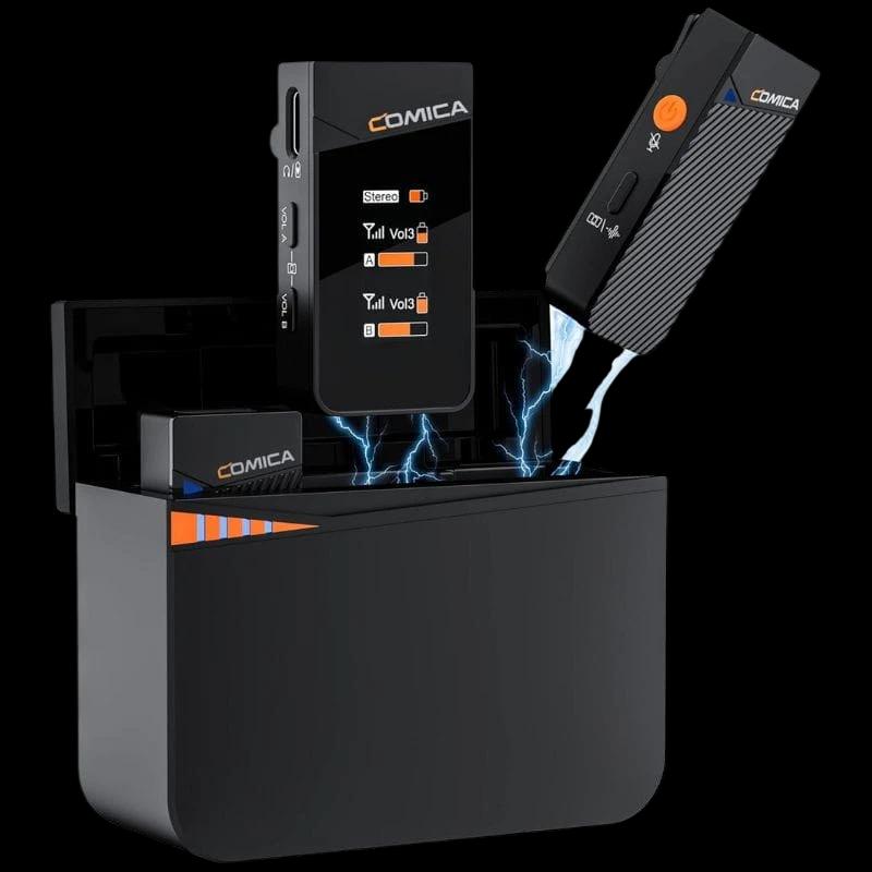 COMICA Vimo C3 Microphone Lavalier sans fil à 2 canaux avec contrôle et suppression du son