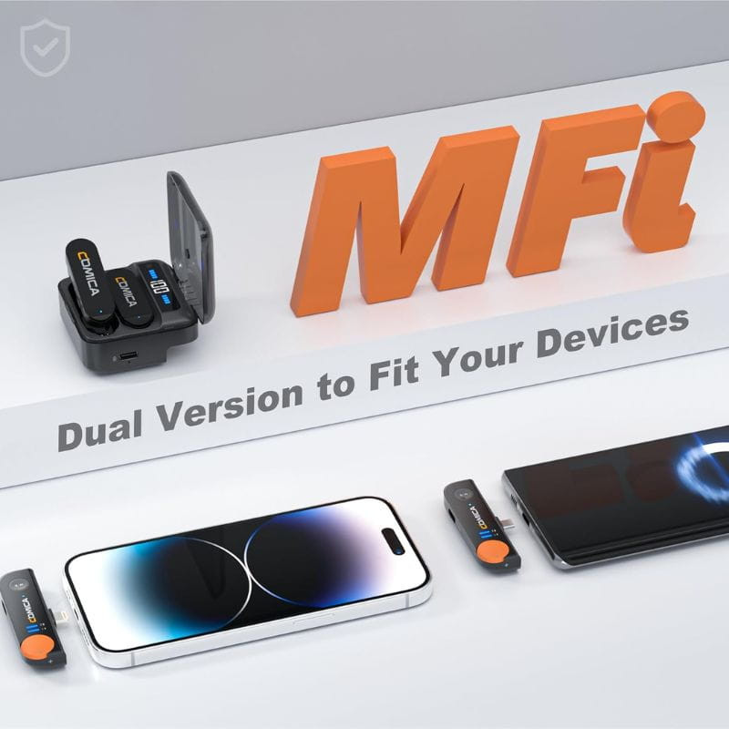 COMICA Vimo S-MI Micrófono Lavalier Inalámbrico con Cancelación de Sonido (Lightning) Negro, compatibilidad