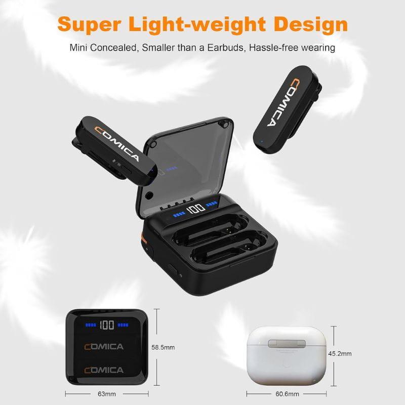 COMICA Vimo S-MI Micrófono Lavalier Inalámbrico con Cancelación de Sonido (Lightning) Negro, diseño ligero