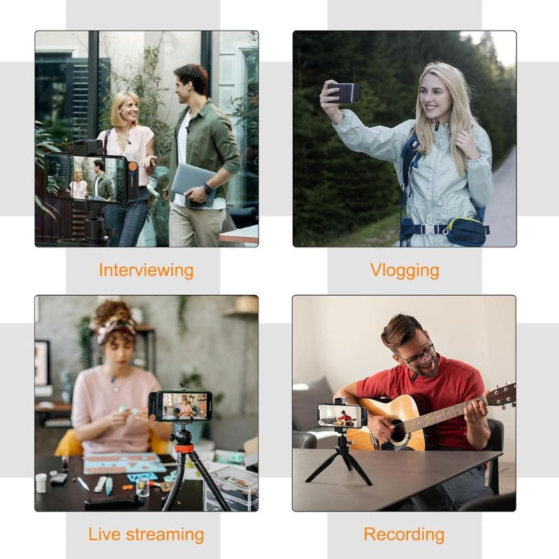 COMICA Vimo S-MI Micrófono Lavalier Inalámbrico con Cancelación de Sonido (Lightning) Negro, ejemplos de uso