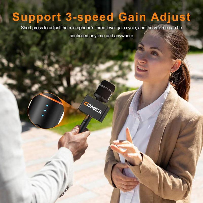 COMICA Revo S Micrófono Inalámbrico de mano para entrevistas USB-C, 3 velocidades