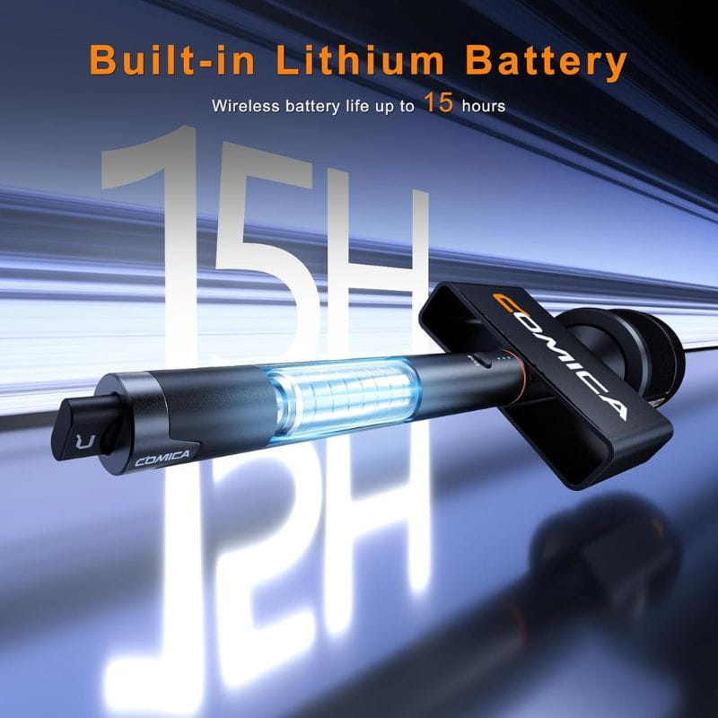 COMICA Revo S Micrófono Inalámbrico de mano para entrevistas USB-C, características de la batería