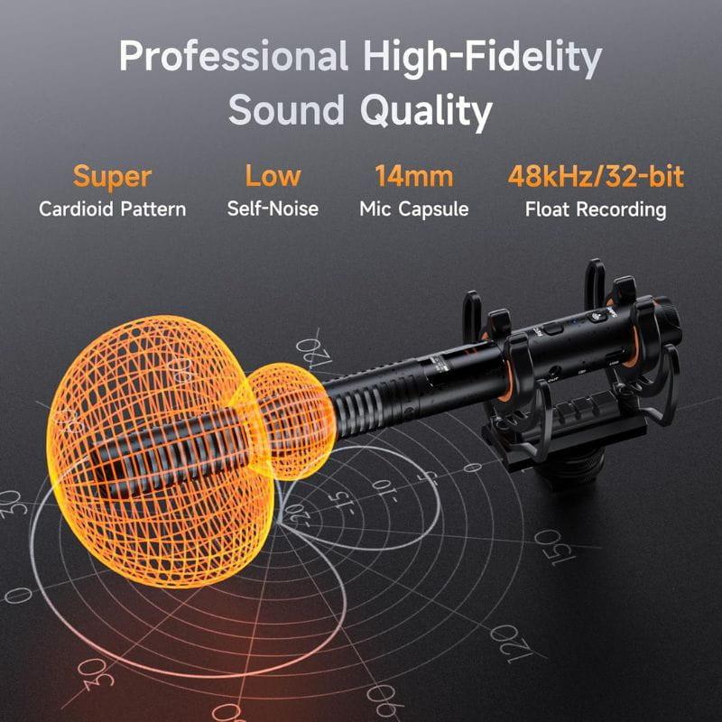 COMICA VM40 Microfone sem fio com 32 GB de gravação integrada e flutuante, som profissional