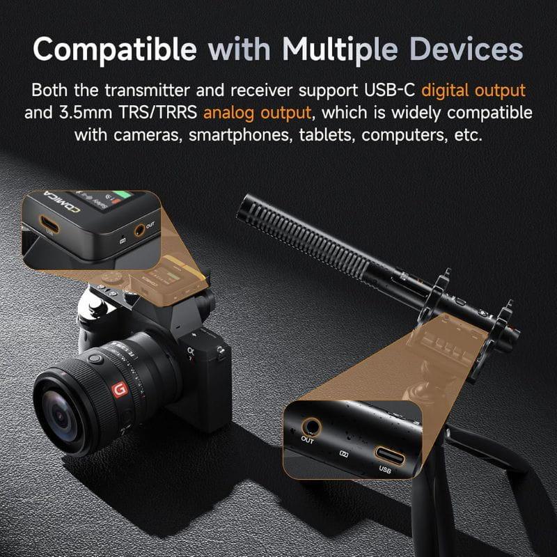 COMICA VM40 Microfone sem fio com 32 GB de gravação integrada e flutuante, compatível com