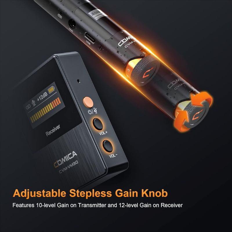 COMICA VM30 Micrófono Inalámbrico de Grabación Integrada y Flotante, volumen regulable