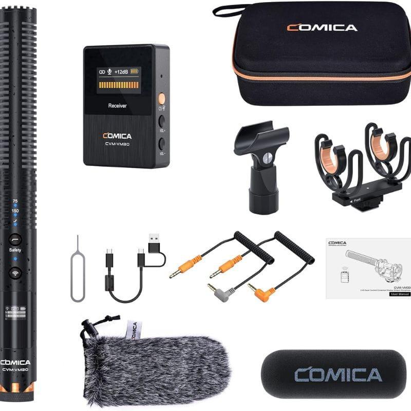 COMICA VM30 Micrófono Inalámbrico de Grabación Integrada y Flotante, contenido de la caja