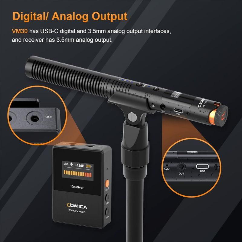 COMICA VM30 Micrófono Inalámbrico de Grabación Integrada y Flotante, entradas digital y analógica