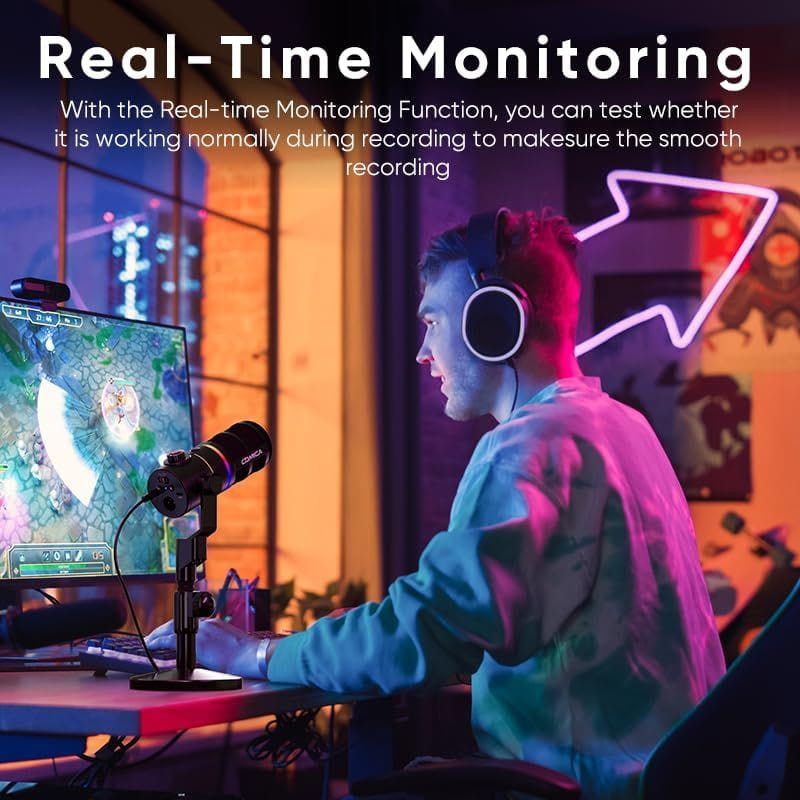 COMICA EJoy D10 Pro (D) Microphone sans fil pour jeux vidéo, noir, surveillance en temps réel