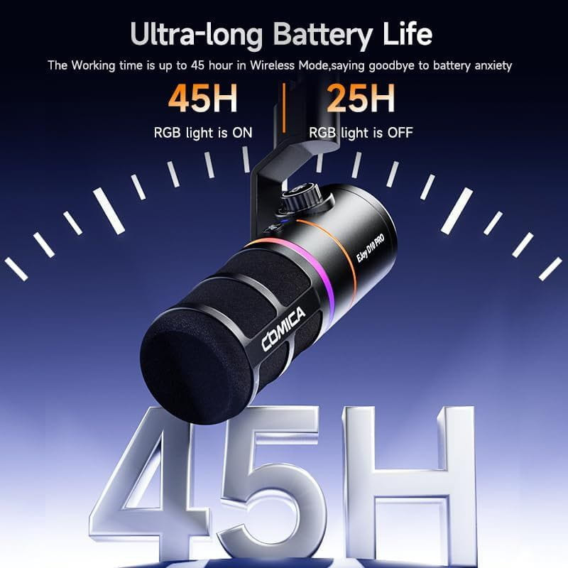 COMICA EJoy D10 Pro (D) Microphone sans fil pour jeux vidéo, noir, autonomie