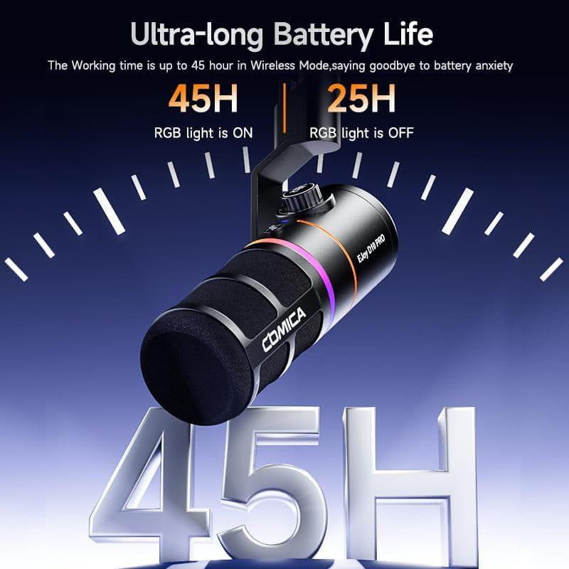   COMICA EJoy D10 Pro (D) Microphone sans fil pour jeux vidéo, noir, autonomie