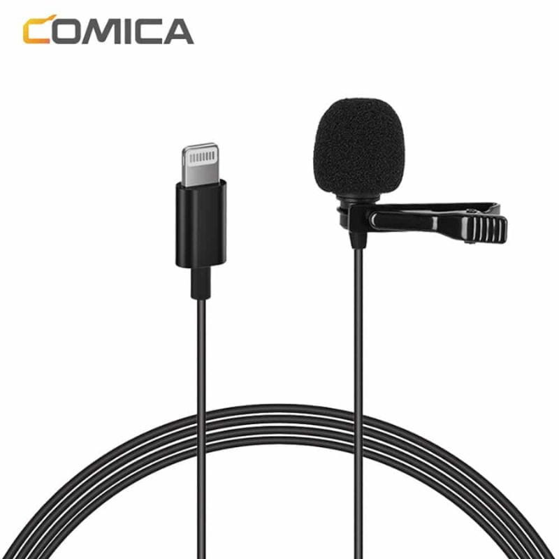 Microphone Lavalier COMICA pour smartphone Lightning 4,5 m, image frontale
