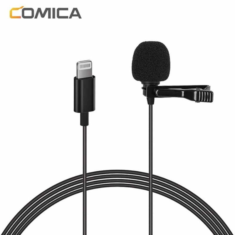 Microphone Lavalier COMICA pour smartphone Lightning 4,5 m, image frontale