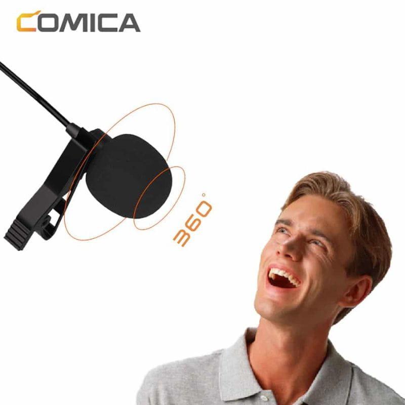 COMICA Microphone Lavalier pour Smartphone Lightning 4,5 m, son à 360º