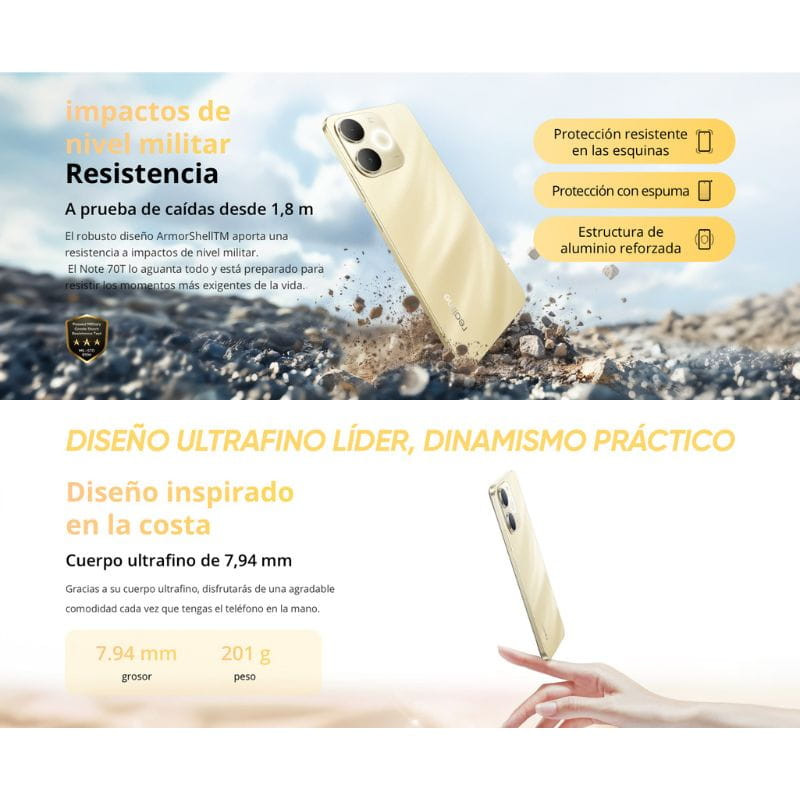 Realme Note 70T 4GB/128GB Negro, diseño