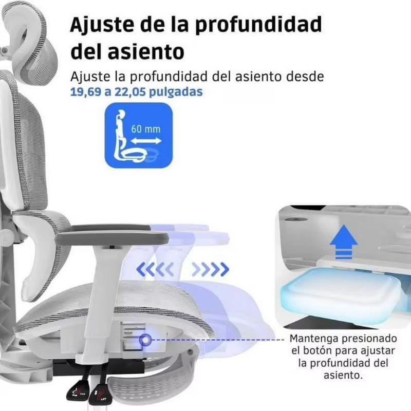 Powerbasic Tondela - Cadeira de escritório ergonómica, ajuste do assento