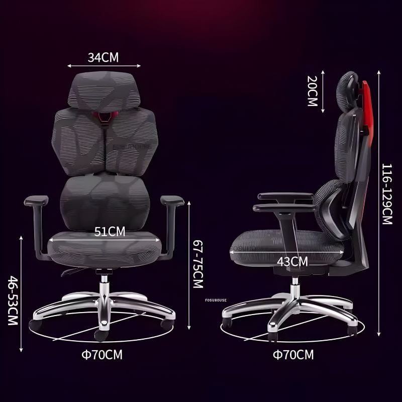 Silla Gaming Ergonómica Crato Gris, medidas