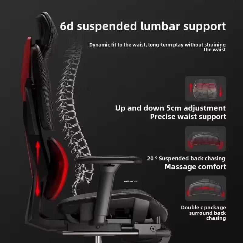 Silla Gaming Ergonómica Crato Gris, respaldo lumbar