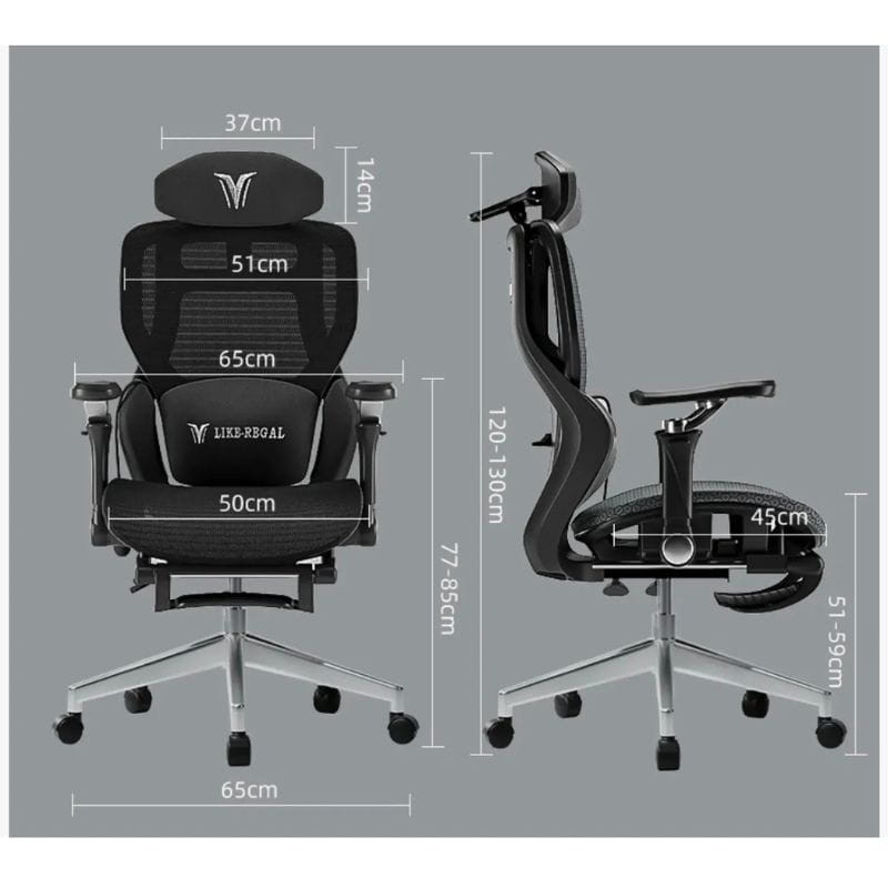 Silla de Oficina Ergonómica Amarante Negro, medidas