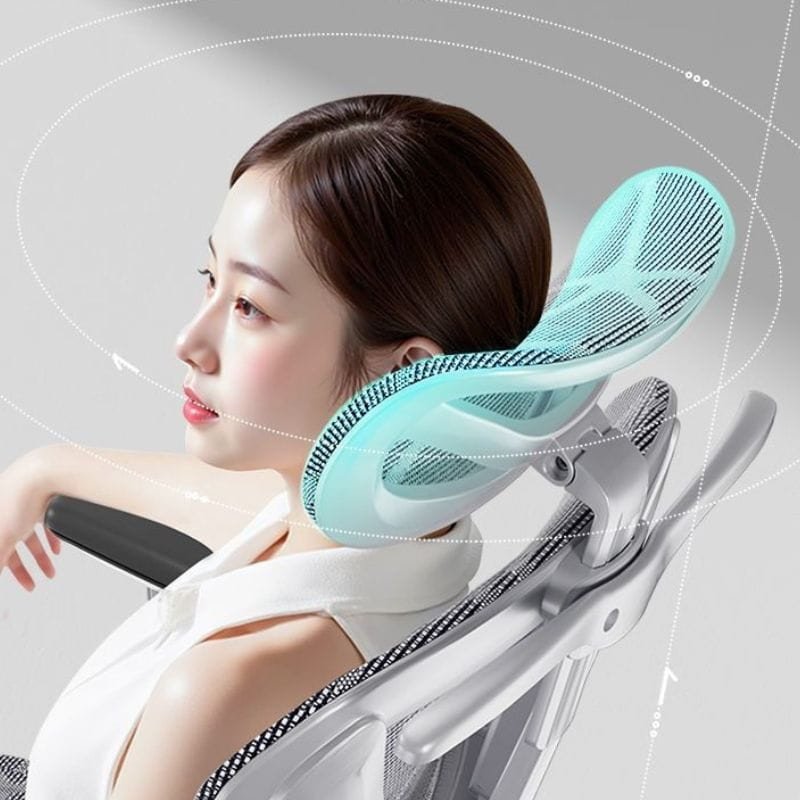 Powerbasic Silla de Oficina Ergonómica Beja Gris, imagen del reposacabezas