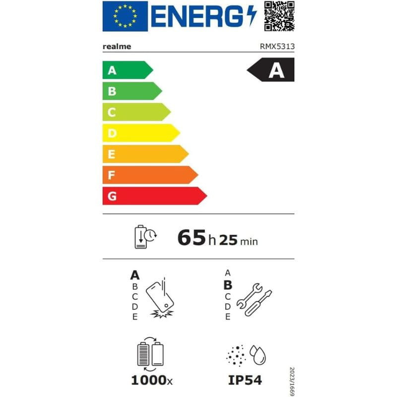 Realme Note 70T 4GB/128GB Dorado, etiqueta energética