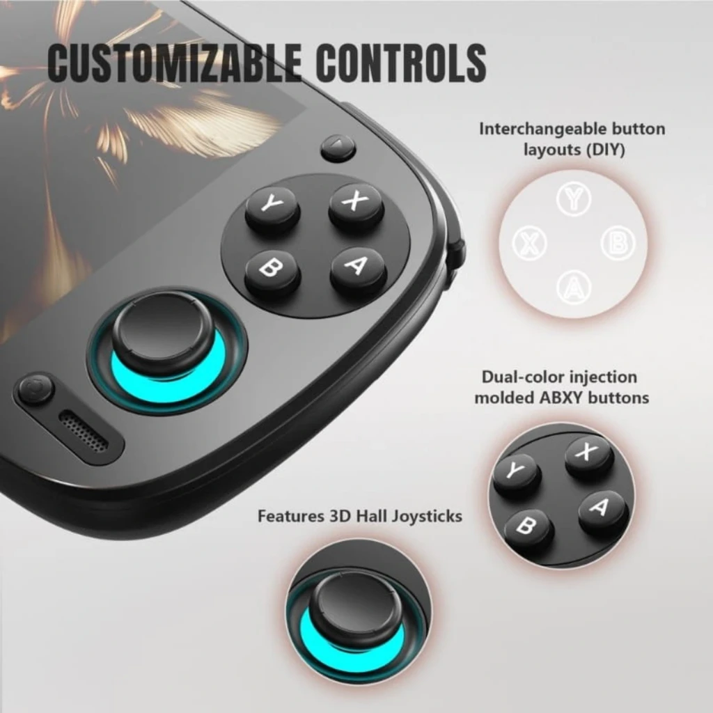 Retroid Pocket 5 SD865 12GB/128GB Negro con joysticks 3D Hall iluminados, botones ABXY bicolor inyectados y disposición de botones intercambiable DIY
