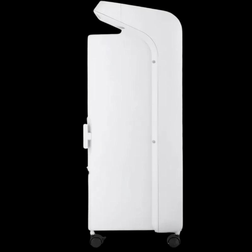 Climatiseur portatif Orbegozo AIR 46 reconditionné Classe A, profil latéral blanc, poignée intégrée, roulettes doubles noires, design compact et épuré