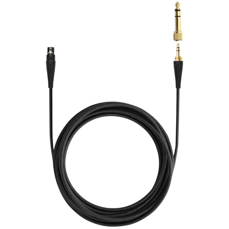 Câble audio noir pour Beyerdynamic DT 900 Pro X 48 Ω avec connecteur jack droit doré et adaptateur 6,35 mm, long et flexible pour usage studio et scène