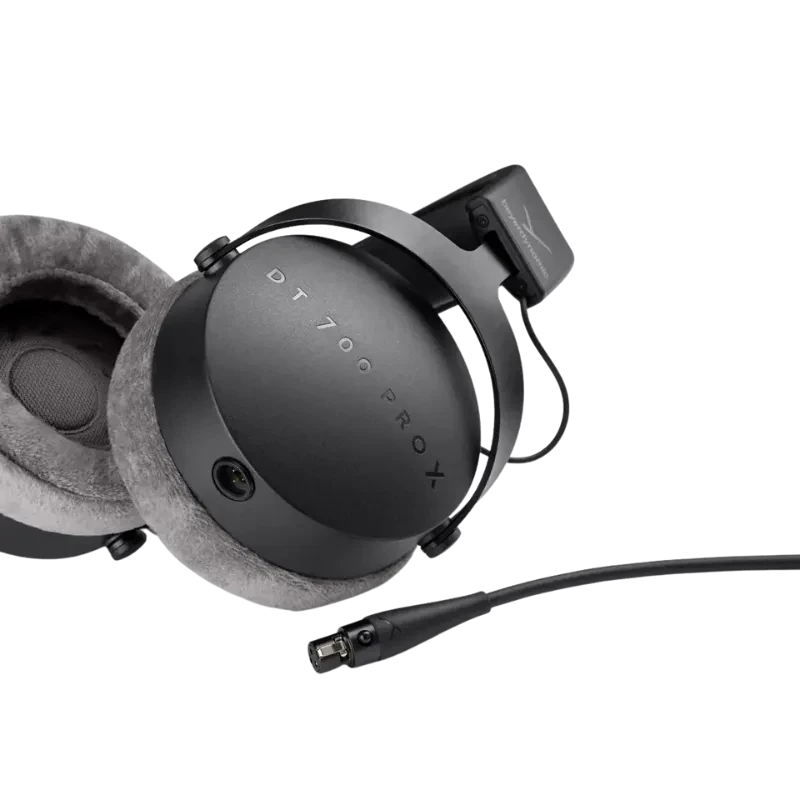Beyerdynamic DT 700 Pro X Black Edition, auriculares de estudio negros con copa cerrada, almohadillas grises de terciopelo y cable desmontable con conector