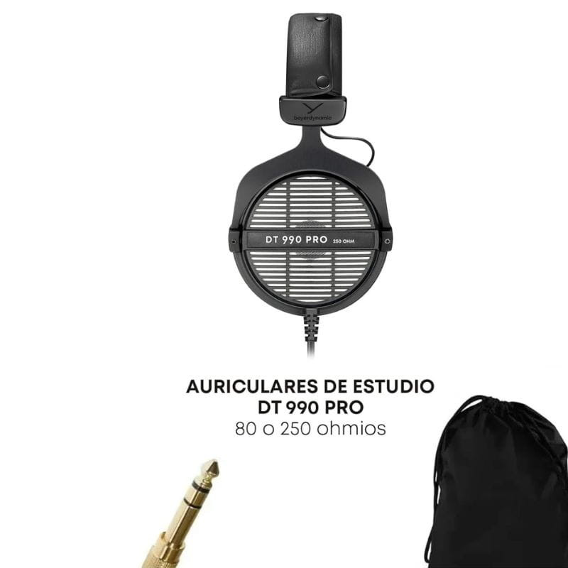 Beyerdynamic DT 990 PRO 80 Ω, casque studio filaire ouvert, oreillettes rembourrées, arceau solide, câble spiralé et adaptateur jack doré, housse incluse