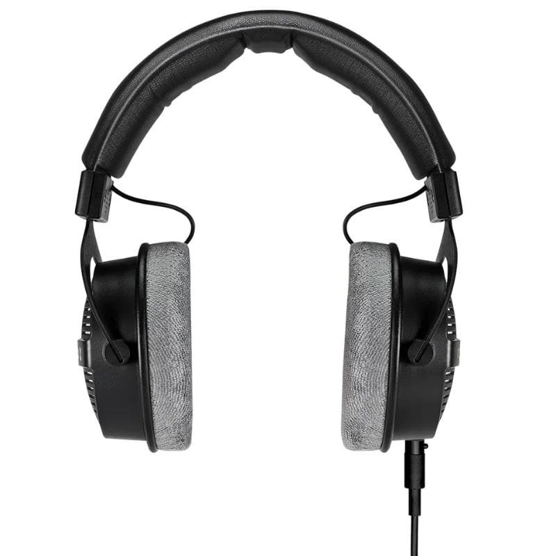 Beyerdynamic DT 990 PRO X casque studio filaire noir avec coussinets gris velours, arceau rembourré, design circum-aural, câble détachable en bas à droite
