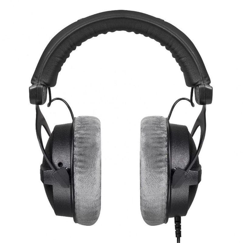 Beyerdynamic DT 770 Pro 80 Ω casque studio filaire avec arceau rembourré, larges oreillettes grises en velours, coques noires robustes et câble uni latéral
