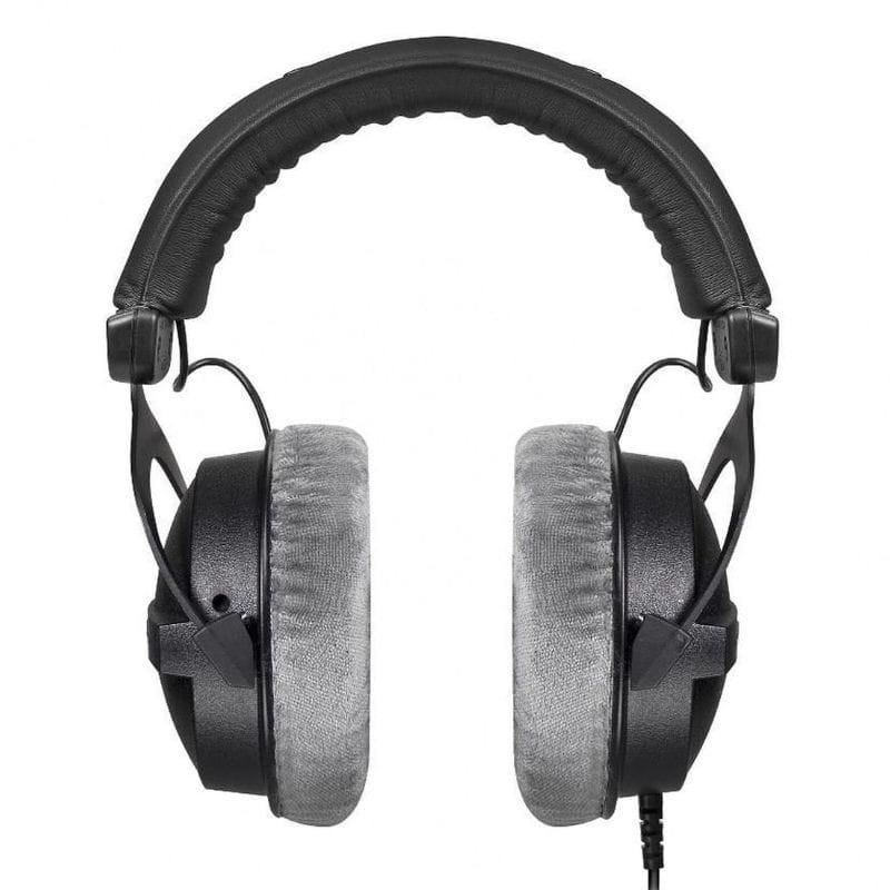 Beyerdynamic DT 770 Pro 80 Ω casque studio filaire avec arceau rembourré, larges oreillettes grises en velours, coques noires robustes et câble uni latéral