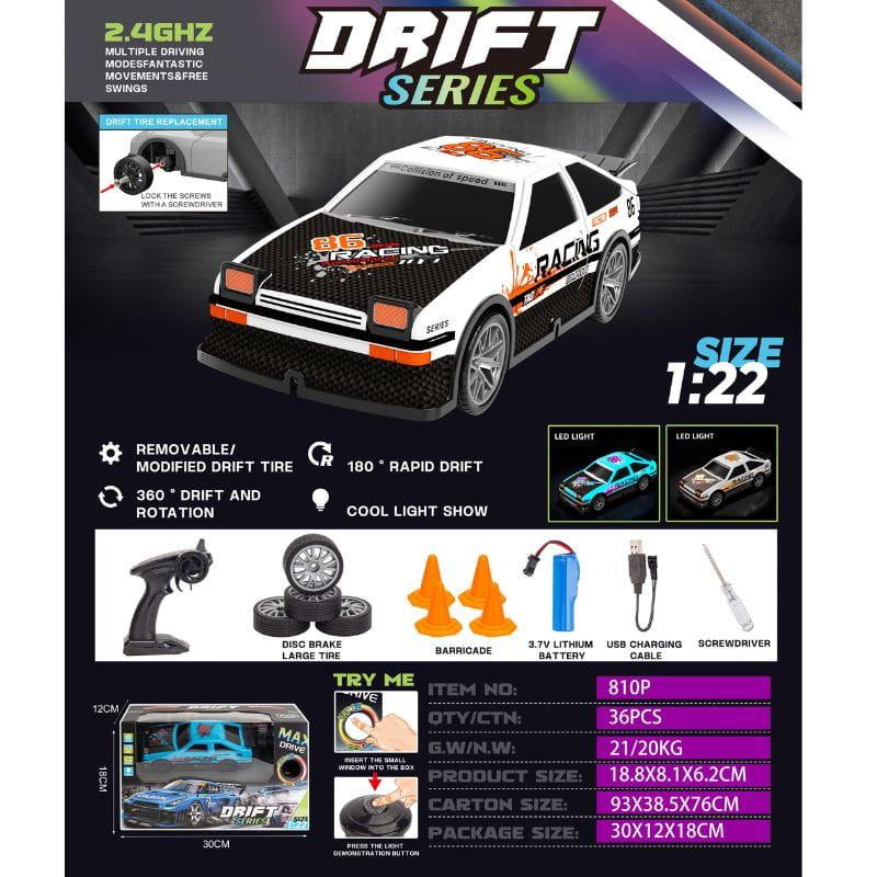 810P 1/22 4WD Drift Blanc - Voiture RC Électrique - Caractéristiques