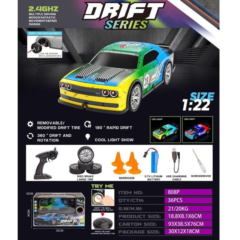 808P 1/22 4WD Drift Rouge Bleu - Voiture RC électrique - caractéristiques