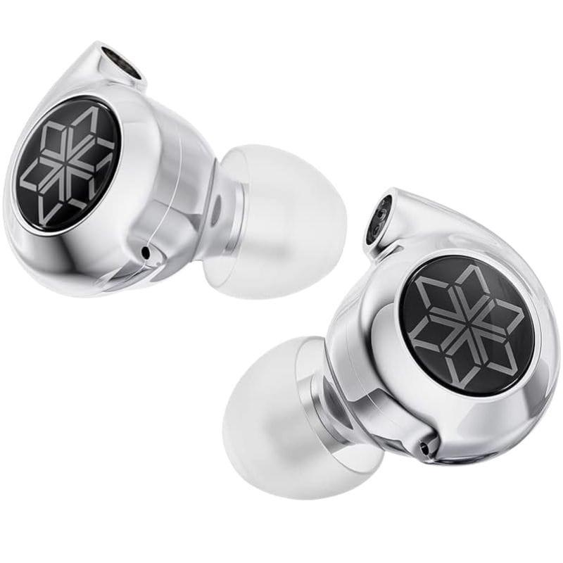 FiiO FD11 Plata - Auriculares Hi-Res con cuerpo metálico pulido, boquilla curvada tipo flauta acústica en C y cable trenzado; detalle y menos resonancias.