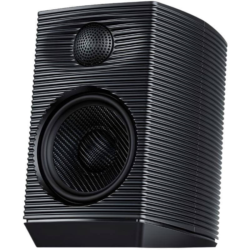 FiiO SP3 80W Negro Altavoces Activos con dos cajas compactas, rejillas frontales, cables RCA y de alimentación, adaptador, manual y cuatro bases