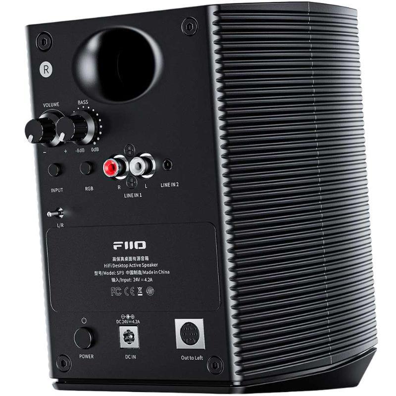 FiiO SP3 80W Negro - Altavoces Activos con diseño estriado, tweeter superior y woofer de fibra de carbono, caja compacta y acabado negro mate
