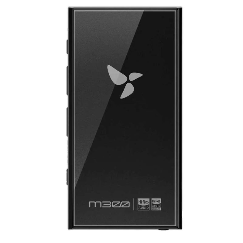Reproductor HiBy Digital M300 32GB en negro, diseño rectangular con acabado brillante, logotipo frontal, botones laterales y sellos Hi-Res Audio en la esquina.