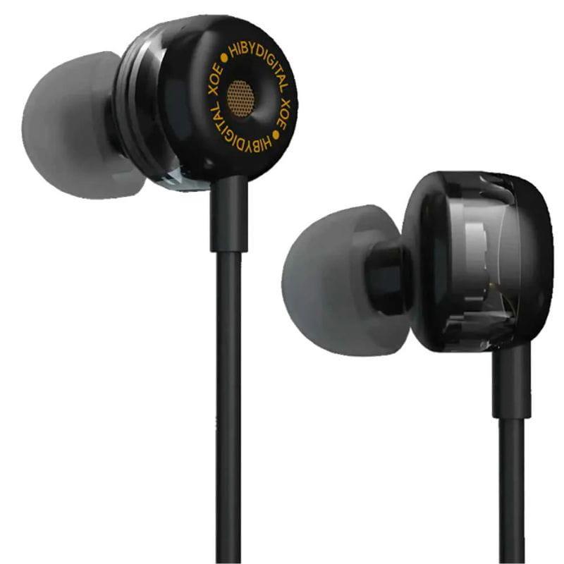 HiBy Digital XOE Écouteurs filaires Noir : diaphragme DLC, driver 8 mm, double aimant, câble plaqué argent, chambre acoustique, micro MEMS, télécommande