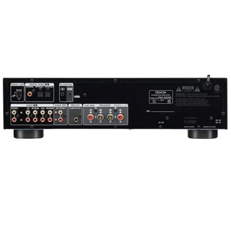 DENON PMA-600N Plata - Amplificador, vista trasera con todas las entradas y puertos