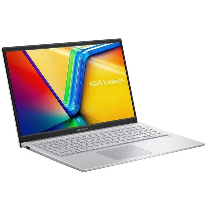 Portátil ASUS Vivobook 15 plateado, pantalla 15.6 Full HD con biseles finos, teclado QWERTY español y touchpad amplio, diseño delgado y ligero