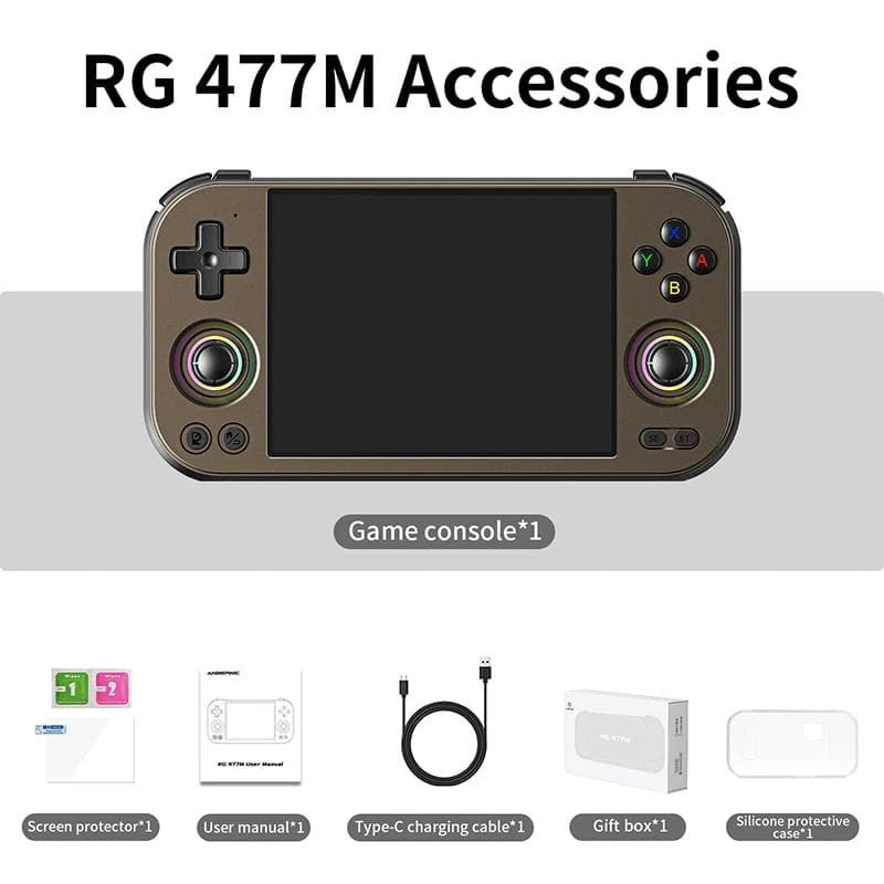 Consola Portátil Anbernic RG 477M Negro, contenido de la caja