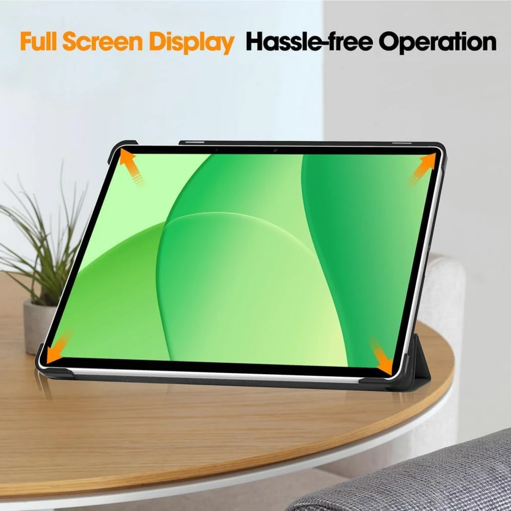 Capa Inteligente Oneplus Pad Lite / Oppo Pad SE com Suporte Preto, fina e dobrável, protege cantos e permite visualização em ângulo com tela descoberta