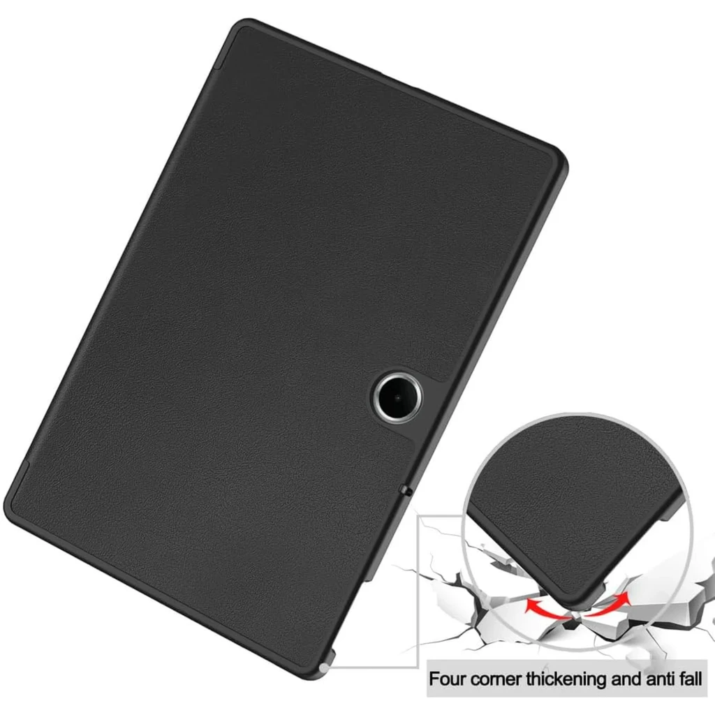 Capa Inteligente Oneplus Pad Lite / Oppo Pad SE com Suporte Preto, textura fosca, recorte de câmera preciso e cantos reforçados antiqueda