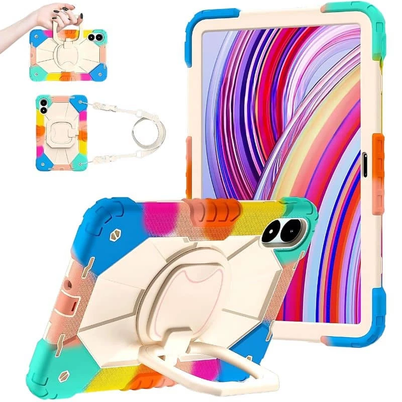 Coque Xiaomi Redmi Pad 2 multicolore avec support pivotant pour enfants